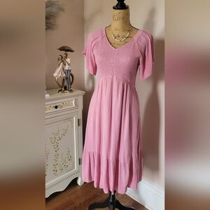 Elegant Pink Midi Dress